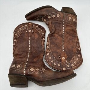 Durango Women's Western Boots Brown Pink DRD0382 9.5 Floral Embroidered Cowgirl